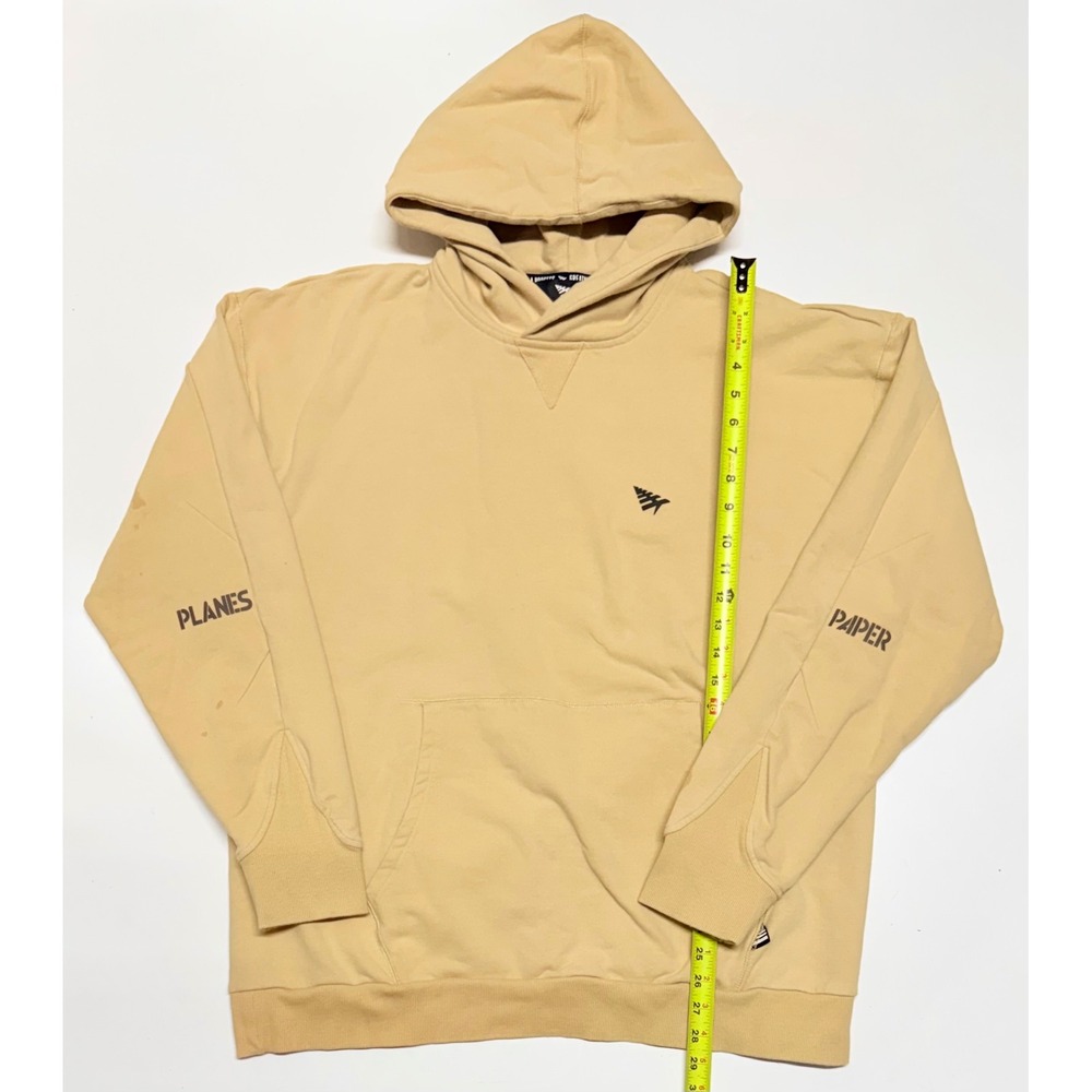 Paper Planes Mens Tan Khaki Graphic Pullover Hoodie Sweatshirt Size 2XL